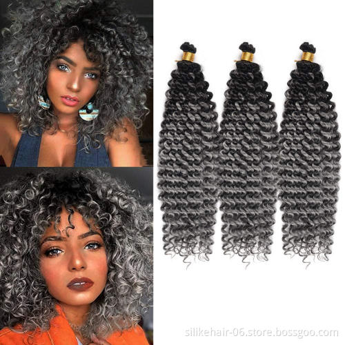 Synthetic Hair Extensions Bundles Marlybob Water Wave Crochet Hair Braids 14 " Ombre Water Wave Crochet synthetic braiding hair